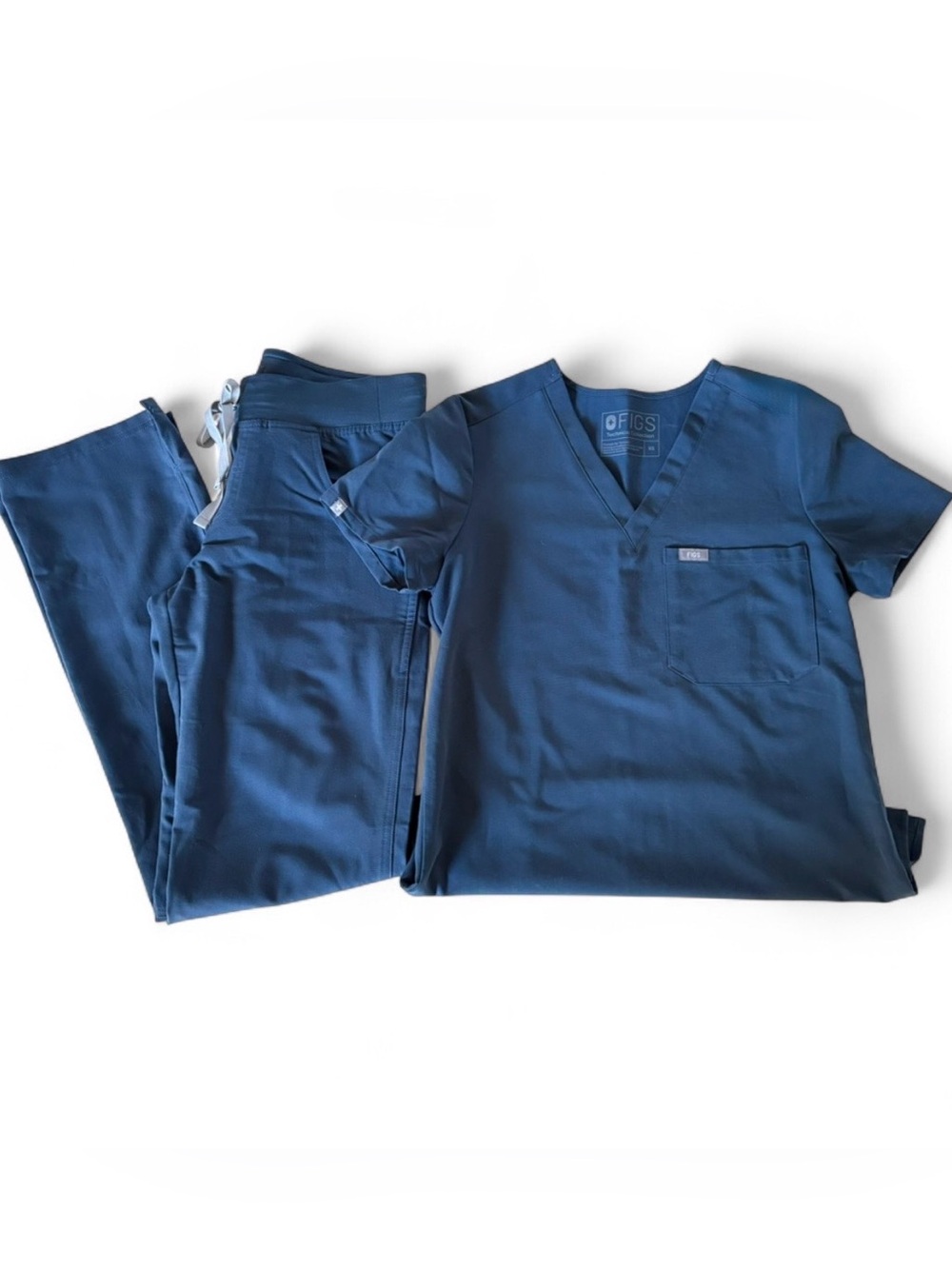 FIGS Navy Dark Teal Catarina Top Shirt Cargo Pants Scrub Set Size XS T Medical
